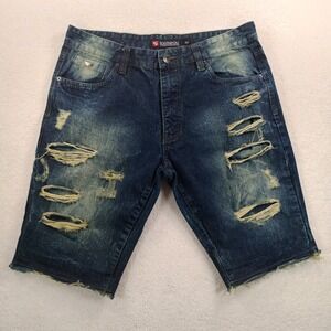 VTG Southpole Shorts Men's 36 Dark Denim Jorts Distressed Hip Hop Skater Y2K